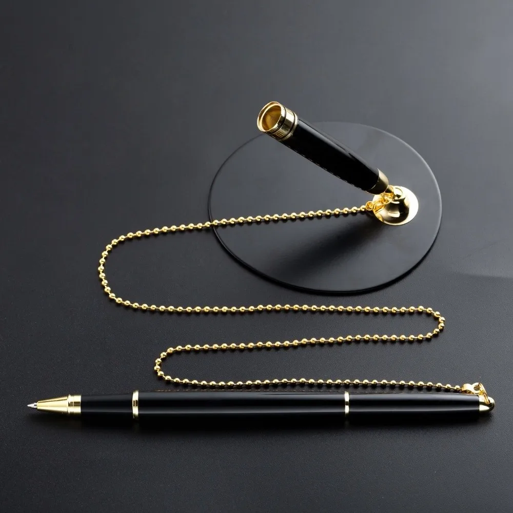 Table Fixed Metal Desk Pen Fixed Chain Rotating Design Sticky Desk Pen Comfort Grip Durable Security Pen Business Use