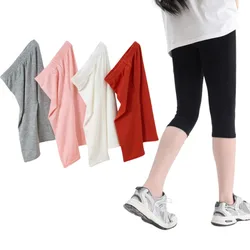 3-12 years Girls Pant Knee Length Kid Pants Candy Color Children Cropped Clothing Spring-Summer All-matches Bottoms Leggings