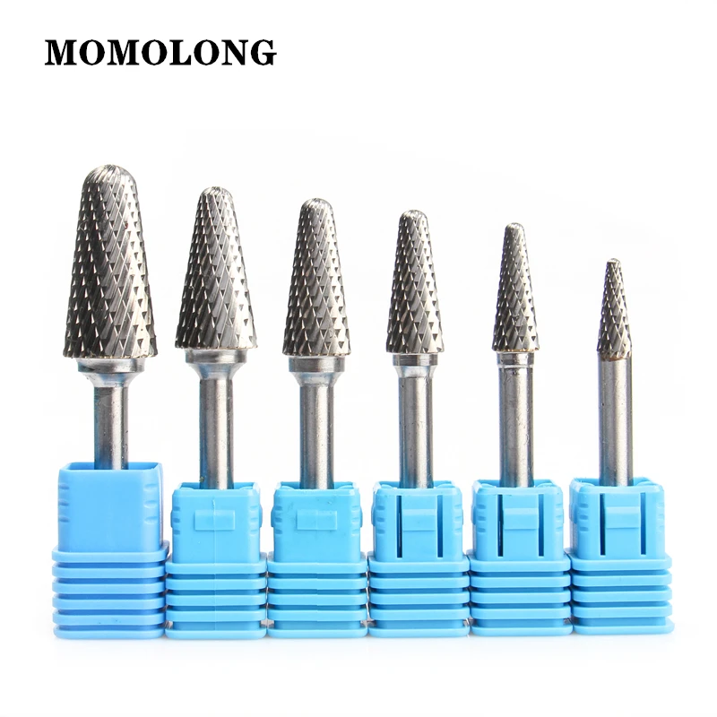 LX Type Double Slot Tungsten Steel Alloy Rotary File Wood Carving Grinding Head Hard Metal Milling Cutter For Copper