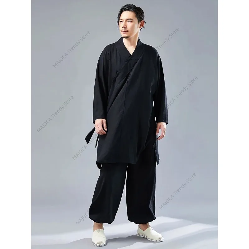 

Chinese Tai Chi Suit Men's Cotton Linen Loose Martial Arts Performance Practice Clothes Zen Meditation Hanfu Kung Fu Uniform