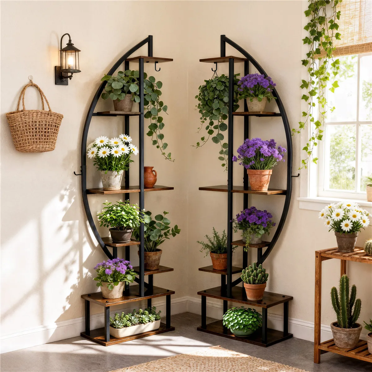 Tree-Shaped 9-Tier Plant Stand, Tall Vertical Garden Shelf for Indoor Plants, Vintage Industrial Display Rack for Living Room, Corner, Balcony