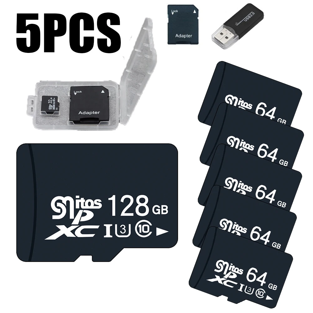 5PCS TF Card Class10 128GB 256GB cartao de memoria 32GB 64GB 16G SD Card 8G 4GB 2GB Flash Memory Card for Digital Devices