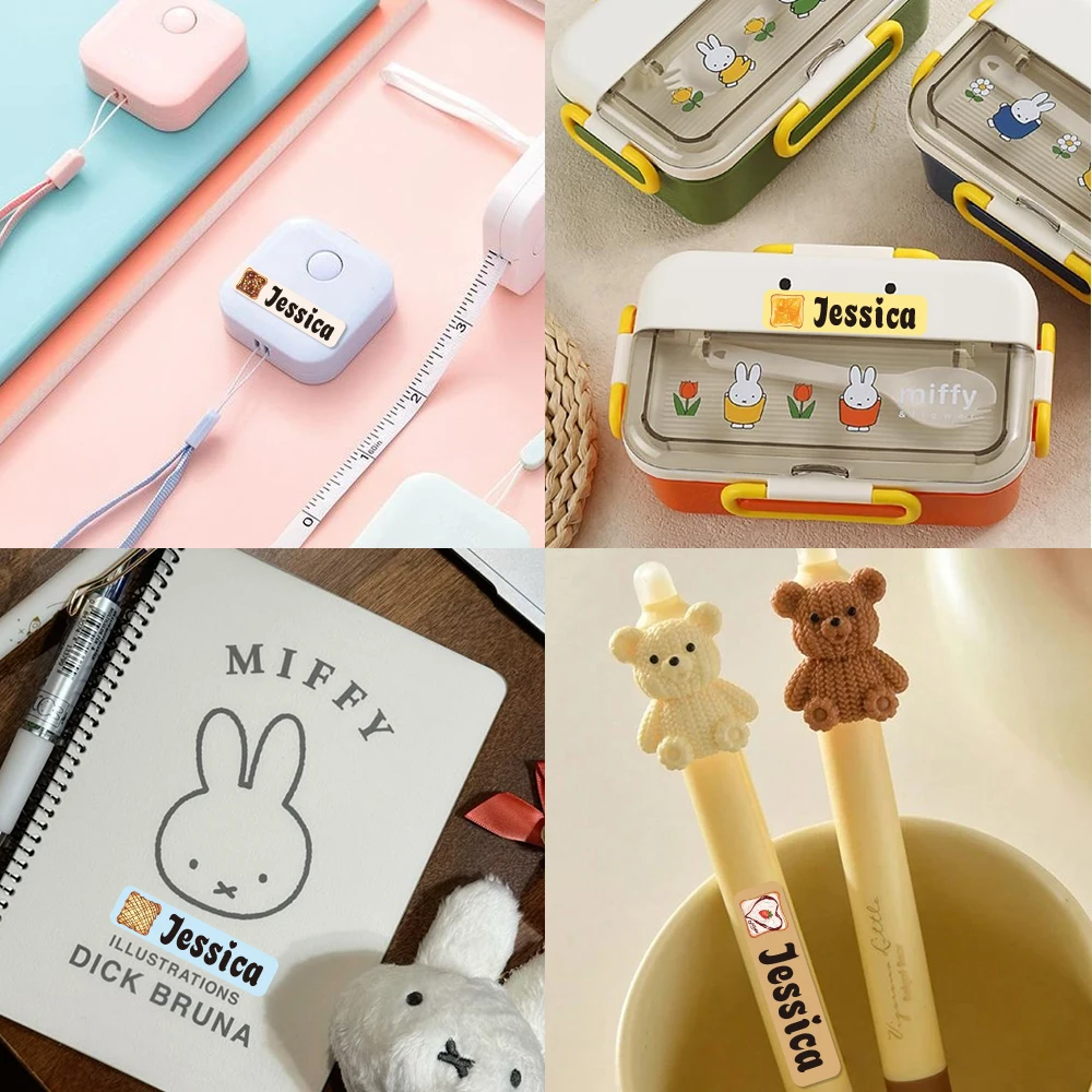 Custom Korean style Name Sticker,Transparent Waterproof Stickers for Kids,diy Name Labels for School Bag Bottles Box Mug Uniform