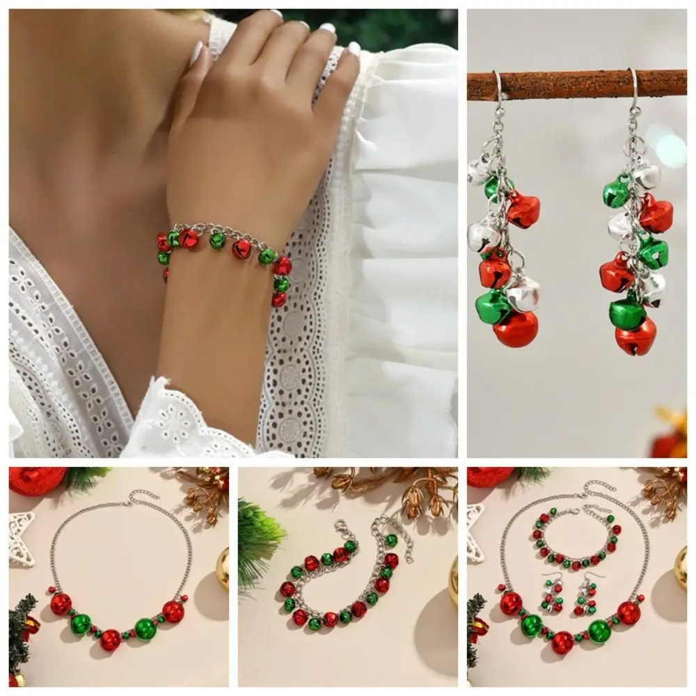 All-match Necklace Christmas Bell Jewelry Set Earrings Jewelry Accessories Xmas Clavicle Chain Bracelet Alloy Gift