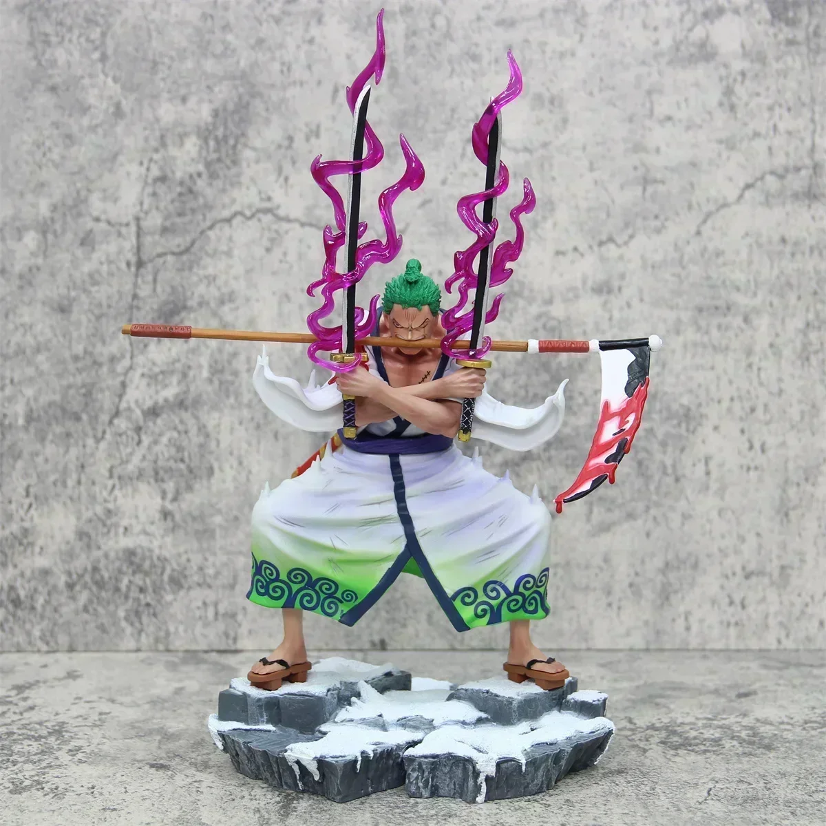 Action Figures One Piece Zoro 31cm Figures Wano Roronoa Zoro Three-Knife Pvc Anime  Collection Model Toys Ornamen Doll Gifts