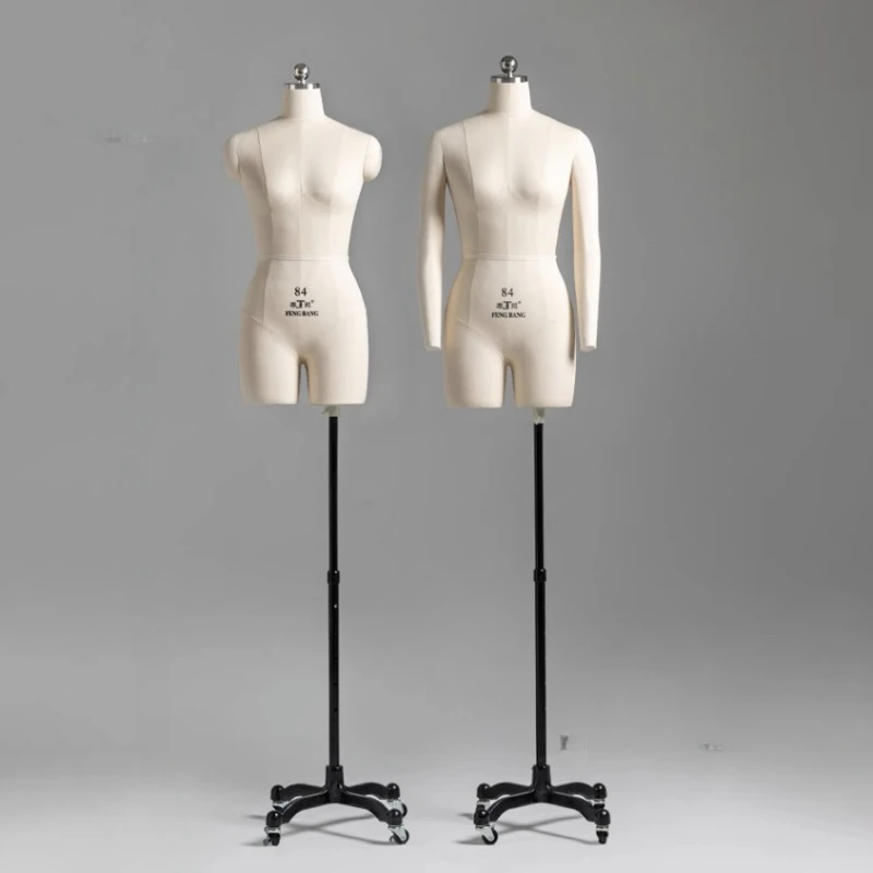 Foam Body Female Mannequins Set Up Cotton Fabric Sewing Mannequin for Clothing Design Dress Display Stand Can Be Pined Model