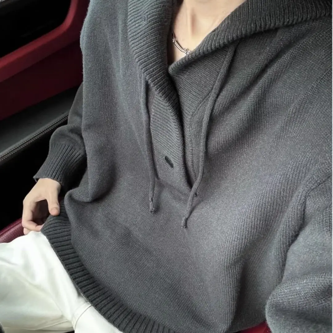 

Мужской трикотажный комплект с капюшоном для колледжа, модный осенне-зимний мягкий полиэстер, длинный свитер обычного кроя с застежкой-молнией све