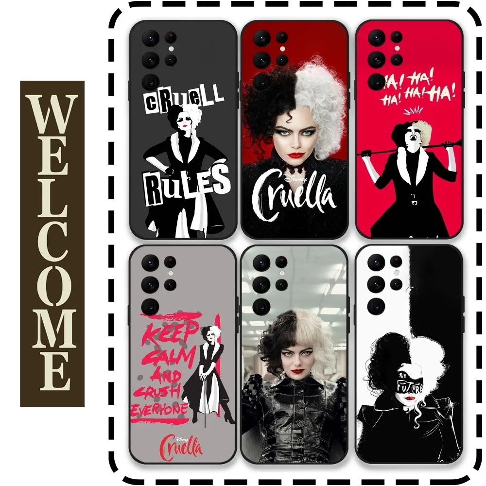 Cruella De Vil Phone Case for Samsung Galaxy S24 Ultra S22 S23 Ultra S21 S20 5G Protective Silicone TPU Funda