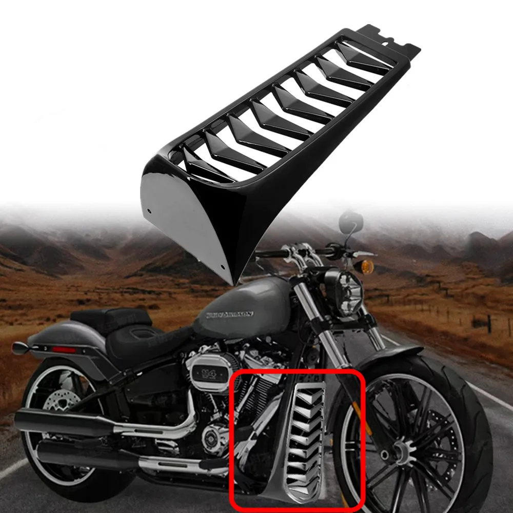 

Motorcycle Front Lower Radiator Cover Chin Fairing Spoiler Black For Harley Softail Breakout Street Bob Fat Bob FXBR 2018-2021