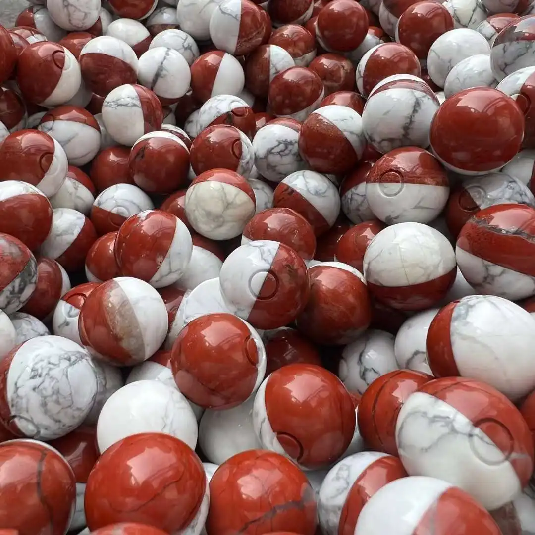 Natural Gemstone Pocket Ball 20MM for Boy Game  Howlite Red Jasper Genie Stone  Play Spheres  Decor