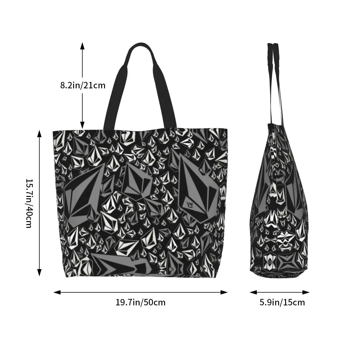 Custom Volcoms Surfboard Stone Pattern Canvas Shopping Bag Women Reusable Large Capacity Groceries Tote Shopper Bags