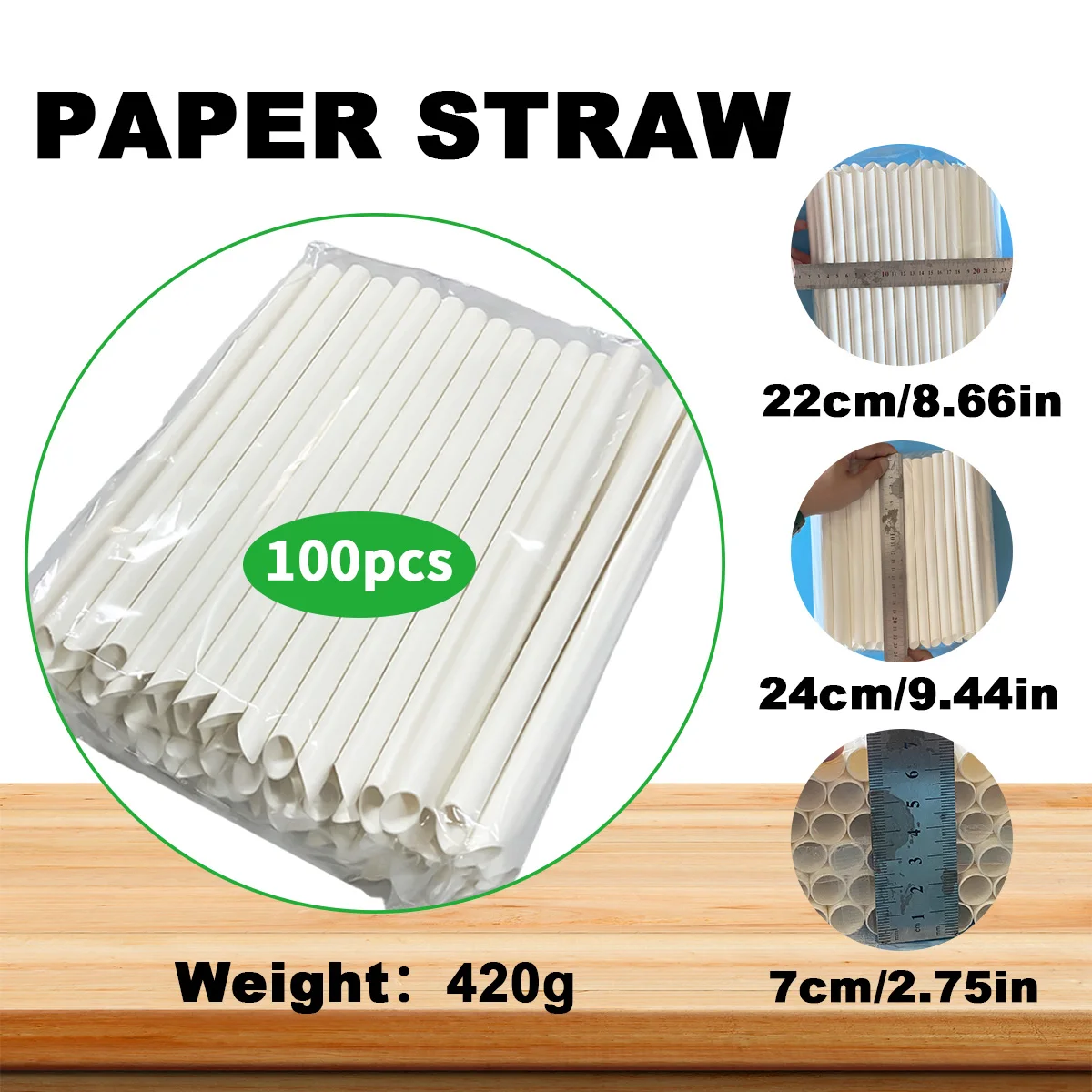 2000pcs Paper Straws White 12mm*230mm Single Packing Coffee Wine Restaurant Birthday Bar Party Wedding Pub Bar DrinkwareSupplies