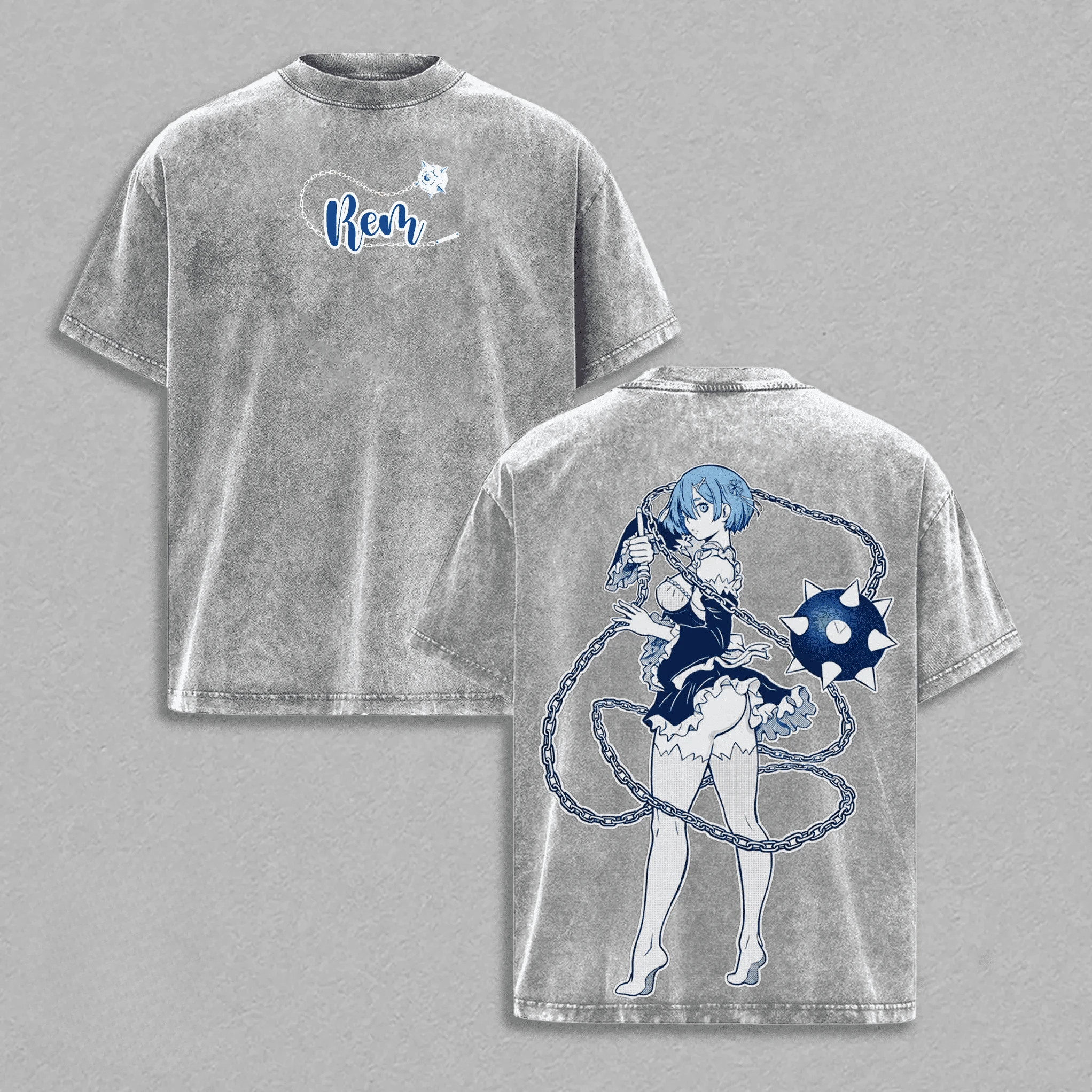 2026 Anime Re:ZERO Rem T-shirt Gothic Y2k Washed Oversized Tee Tops Summer Short Sleeve O-Neck Cotton Tshirt Men Women Clothing