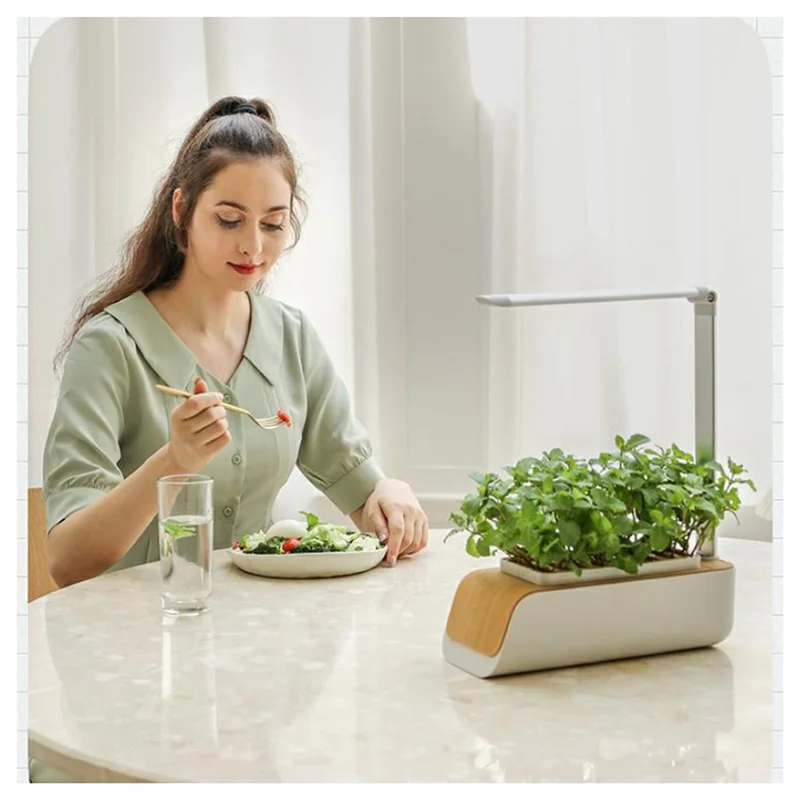 

Hydroponics Growing Family Farm Nursery Tray Pot Indoor Herb LED Grow Light Automatic Timer Smart Garden Planter