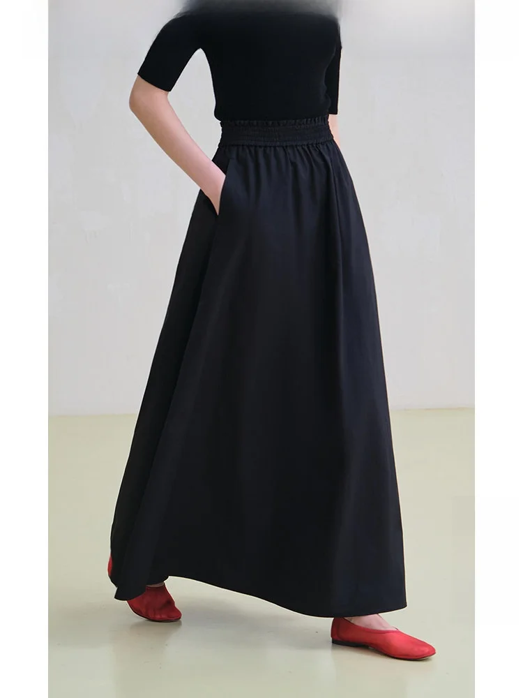 

Travel Original Cotton A-Line Skirt Women's Maxi Skirt Breathable Bla Cotton f-length Skirt Ladies Mid-waist