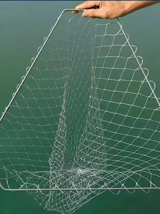 Handmade Stainl Steel Triangular round Net Head Staable  Fiing Net Large Object Fiing Netting Outdoor Cam Gear