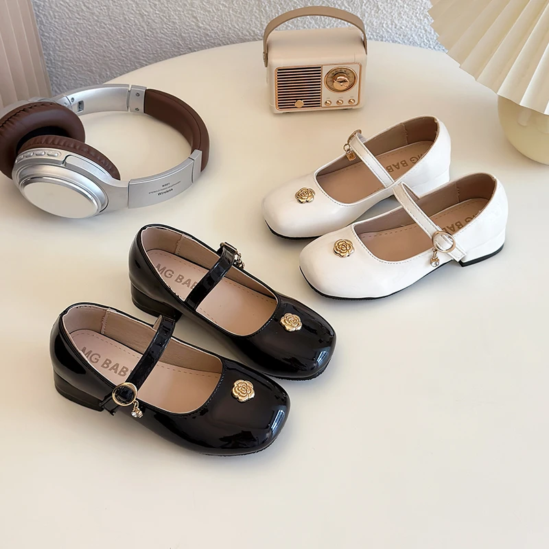 

Корейская версия туфель Мэри Джейн на плоском каблуке с круглой головкой для девочек, весенне-летняя резиновая модернизированная классическая детская обувь Joker