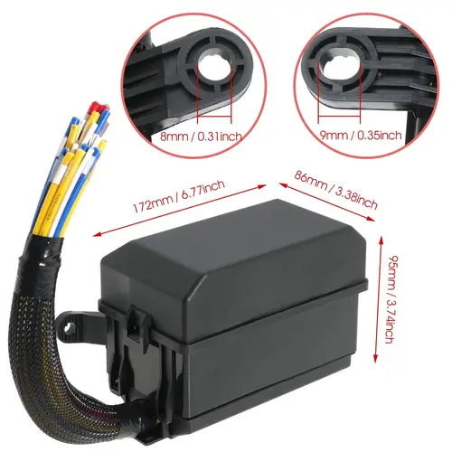Imagen 2 del producto Caja de relé de fusibles precableada de 12 V y 6 ranuras, panel de bloque de distribución de fusibles universal y kit de relé