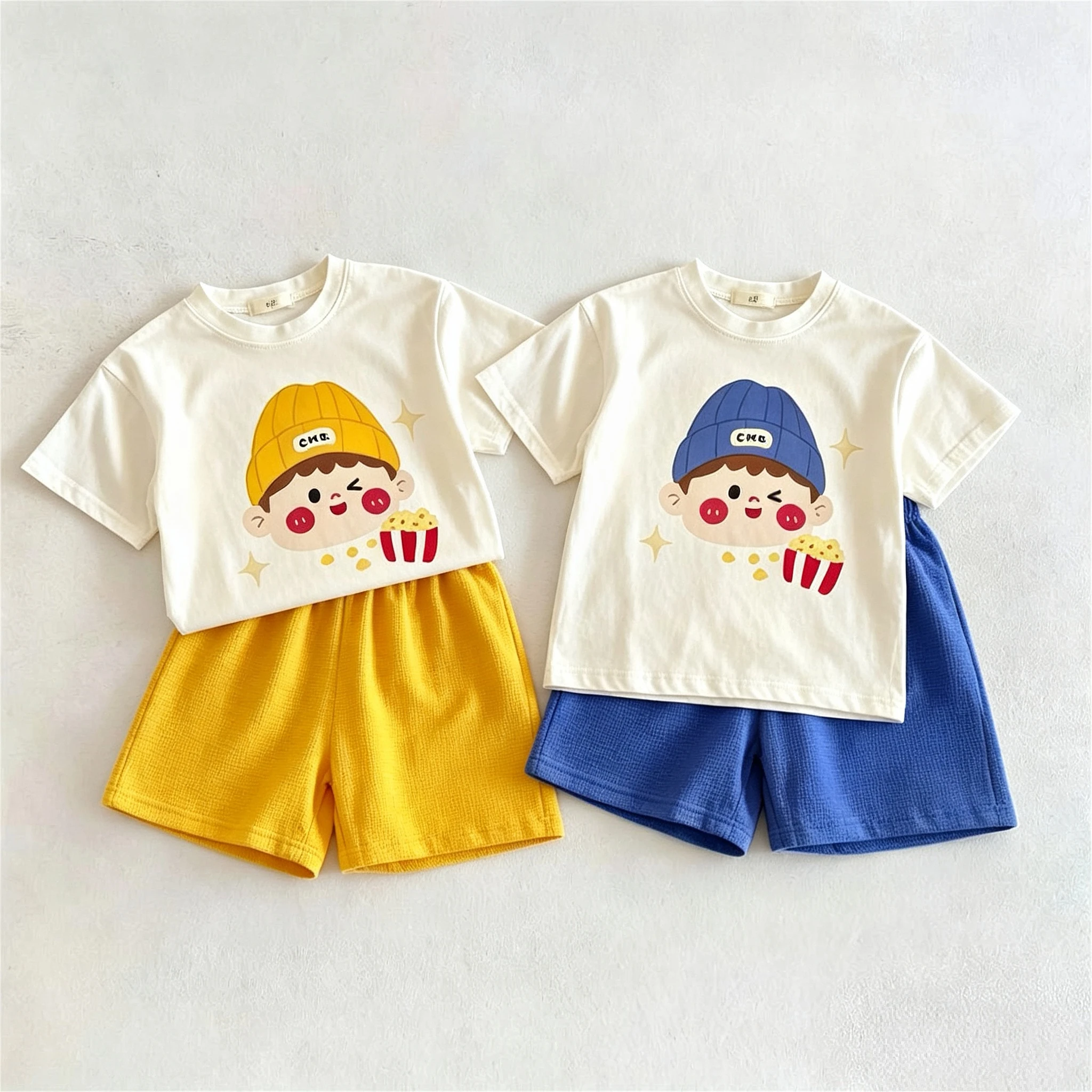 2 Piece Set Children's Clothes Summer Short Sleeve Suit Simple Casual Kids Tracksuits T-shirt Shorts Baby Girl Boy Outfits 1-7y
