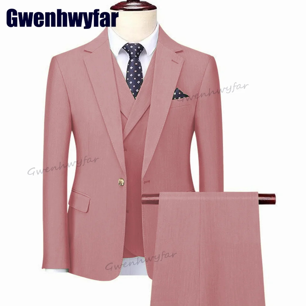 Gwenhwyfar 2023 High Quality Men Suit Bussiness Blazer Sets Slim Fit Wedding Groom Tuxedos Fashion 3 Pcs Outfit Terno Masculino