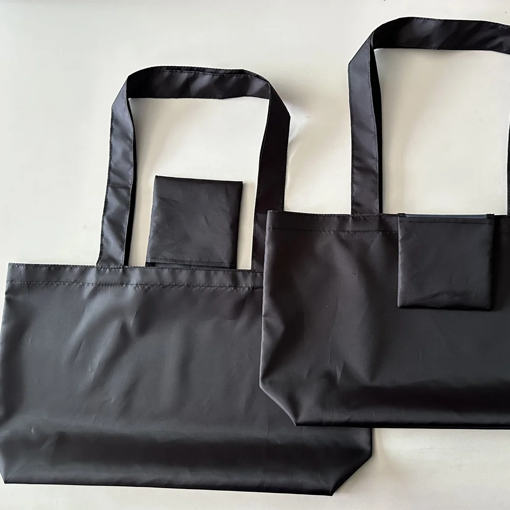 Fashionable Soft Durable Folding Square Bag Recycled Polyester Shopping Bag Large Capacity Reusable Storage Bag for Grocery