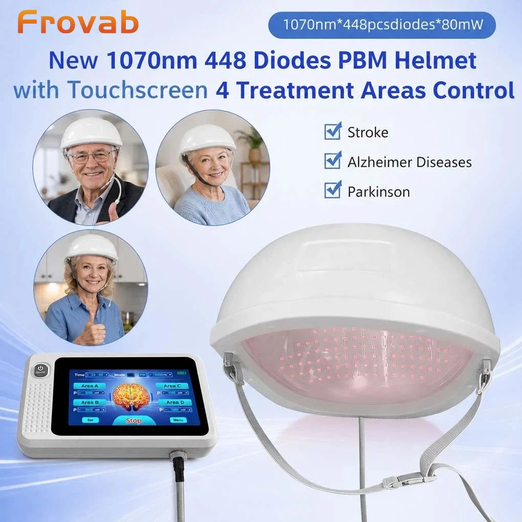 Frovab Upgraded 448 Diodes PBM Helmet 1070nm Near Infrared Light Therapy Cap for Brain Stimulation Treatment Alzheimer Stroke