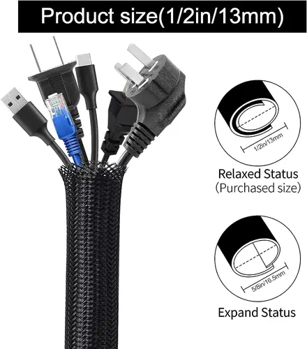 Imagen 2 del producto Protector de Cable, manguito de Cable dividido para Cable USB, Cable de alimentación, Audio, Video, TV, ordenador, hogar, Auto