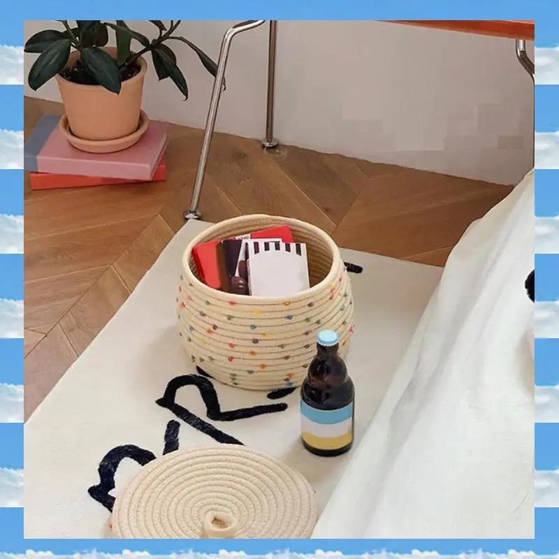 

Small Rope Basket Small Decorative Toy Basket Small Round Woven Storage Basket With Lid For Organizing