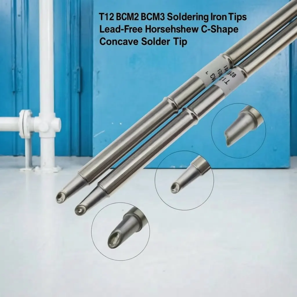 2PCS T12 BCM2 BCM3 Soldering Iron Tips Lead-Free Horseshoe C-Shape Concave Solder Tip for 951 952 203 Soldering Station