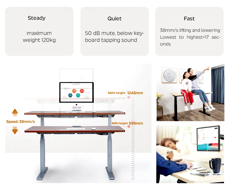 طاولة كمبيوتر مكتبية بيضاء فعالة من حيث التكلفة، مكتب بارتفاع كهربائي قابل للتعديل للعامل #3