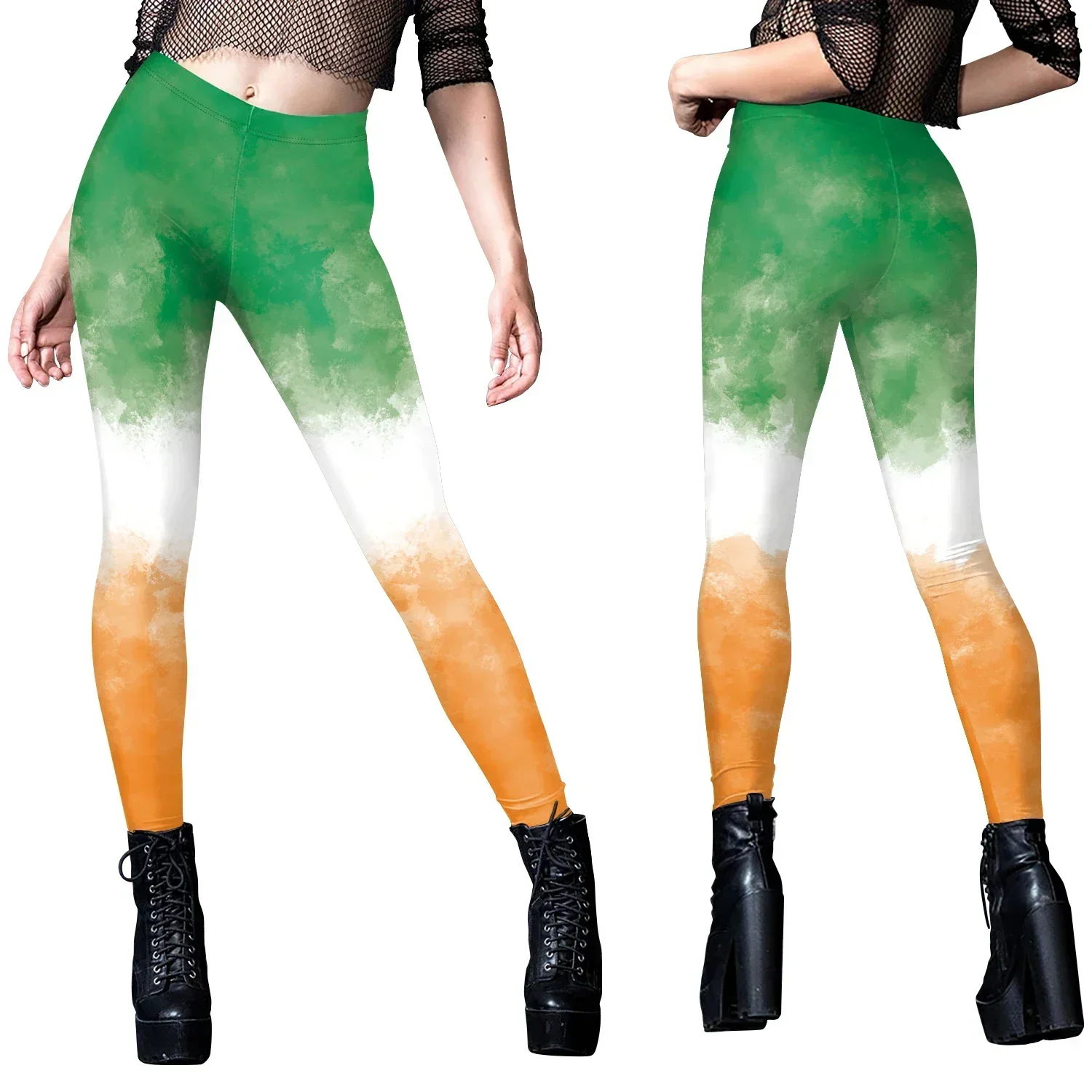 Irish Shamrock St Patrick Day Graphic Tie Dye Printing High Waist Legging Tights Party Women's Leggings Stretchy Trousers Mujer