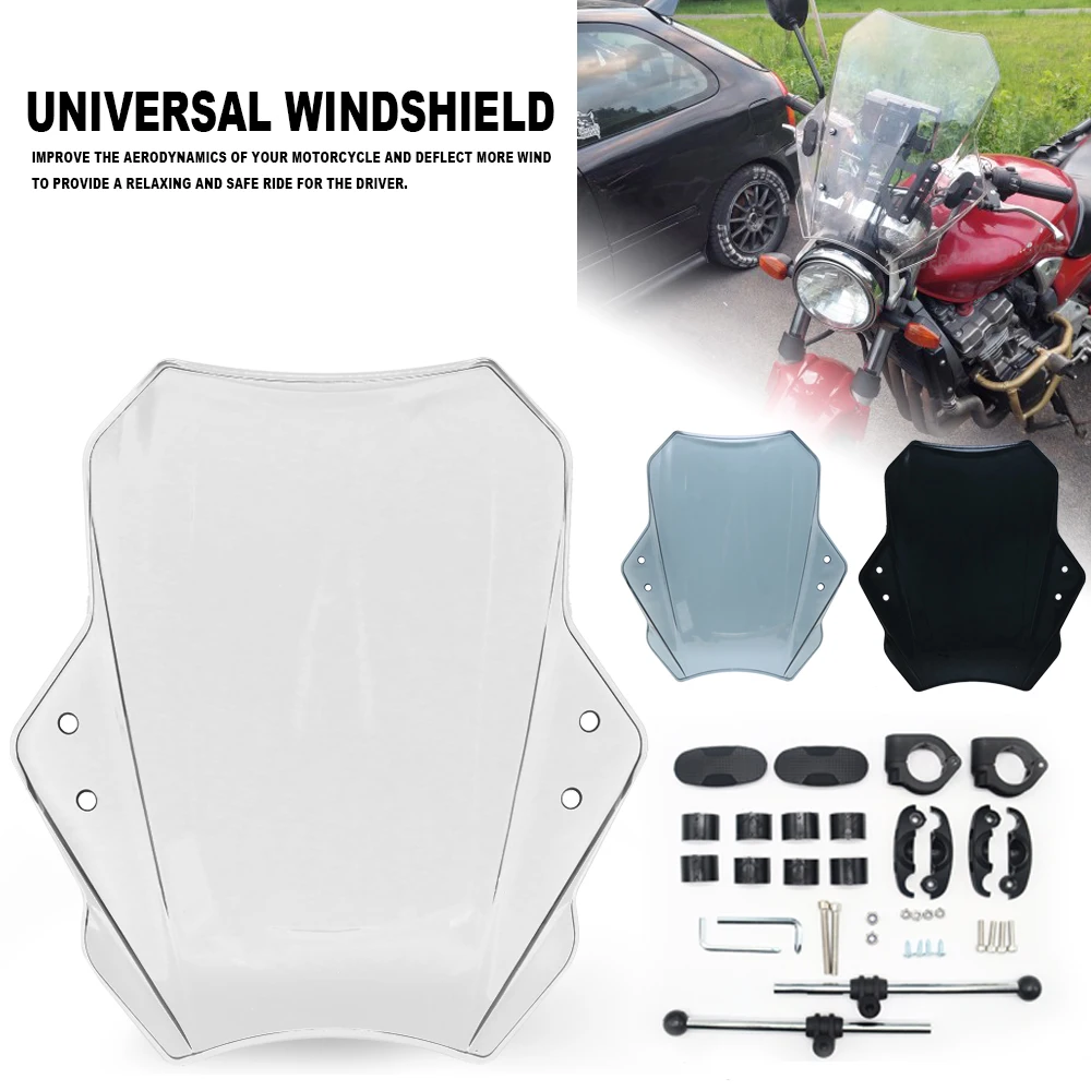 Universal Motorcycle Windscreen Windshield Covers Screen Smoke Lens Motorbikes Deflector For BMW R1150R R1200R S1000R