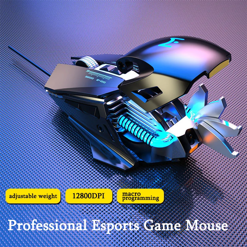 

Professional E-sport Gaming Mouse Optical USB RGB Gamer Mice Adjustable Weight Backlight Computer Wired Mouse For Laptop PC