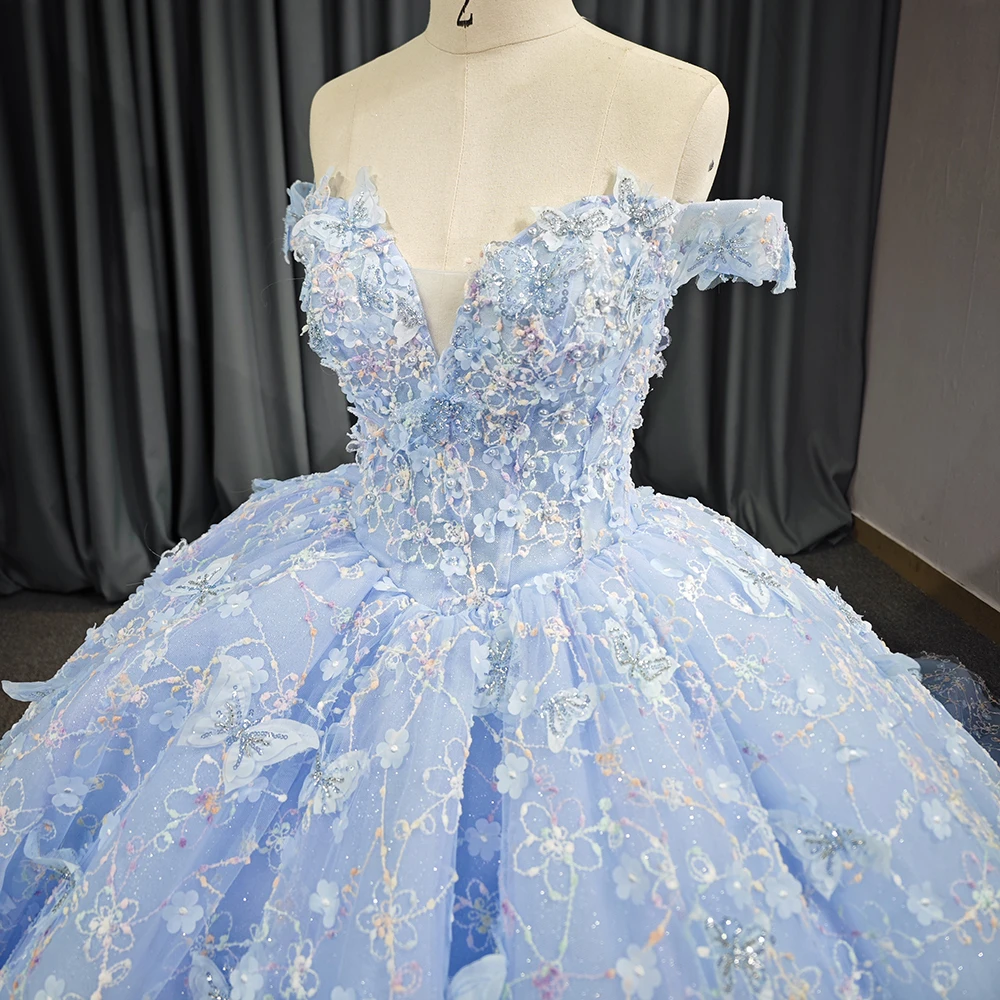 Vestidos De 15 Años Ball ชุด Quinceanera ปิดชุดไหล่ฉัตรประดับด้วยลูกปัดเจ้าหญิงชุดสาวที่กําหนดเอง DY6578