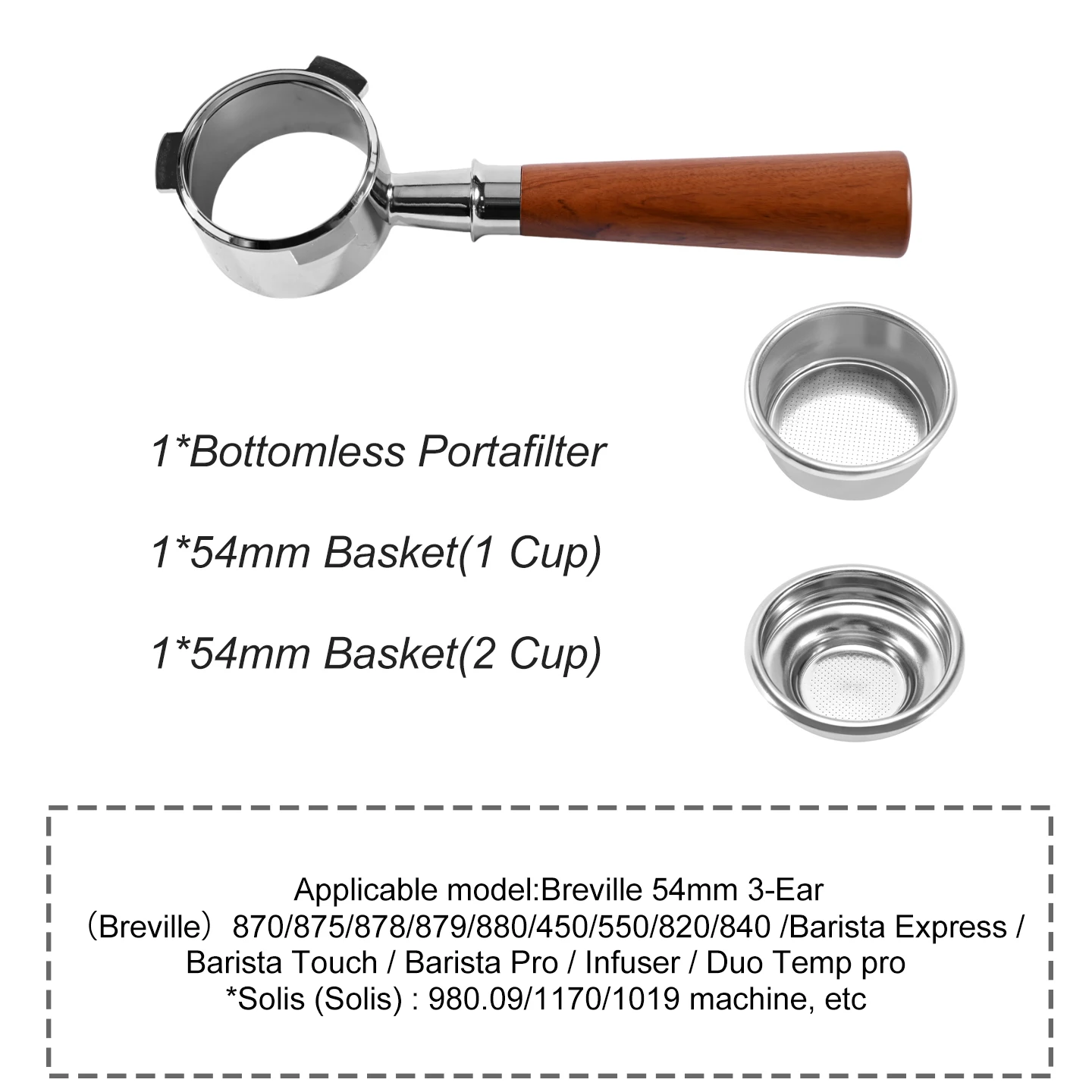 54mm Koffie Bodemloze Portafilter Naakt Voor Breville Sage 870 878 879 Filtermand Espressomachine Accessoires Barista Gereedschap
