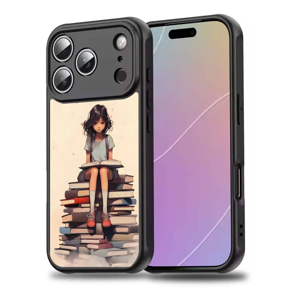 Coque de téléphone pour fille, bibliothèque de lecture R, pour iPhone 17,16,15,14,13,12,11,Pro,Max,Plus,Mini,SE4,E, chargement sans fil magnétique Magsafe