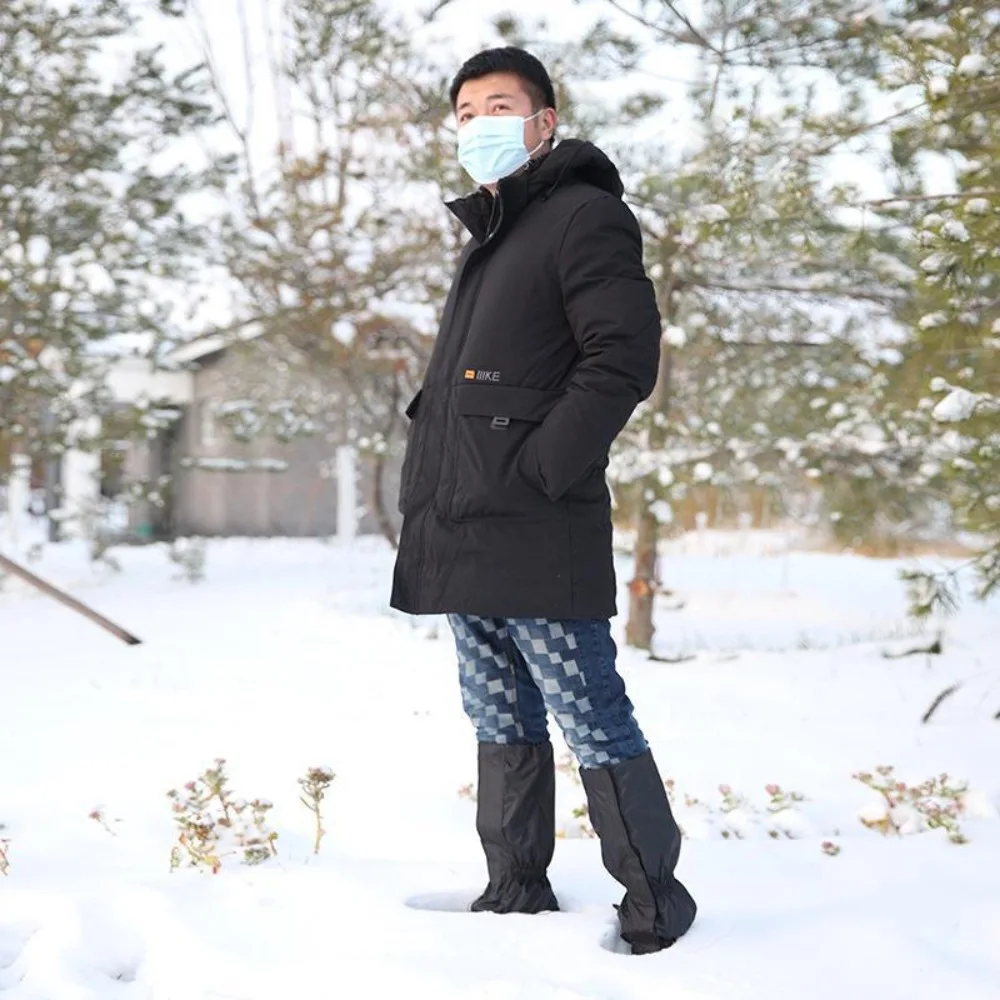 Tubo longo inverno ao ar livre polainas manter quente calças ajustáveis sapatos capa à prova dwaterproof água com zíper pernas proteção guardas esqui