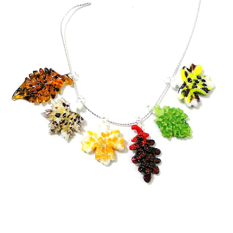 2pcs New Mini Glass Leaf Charm Pendant Colorful Cute Plant Ornament Diy Female Girls Fashion Jewelry Earrings Making Accessories