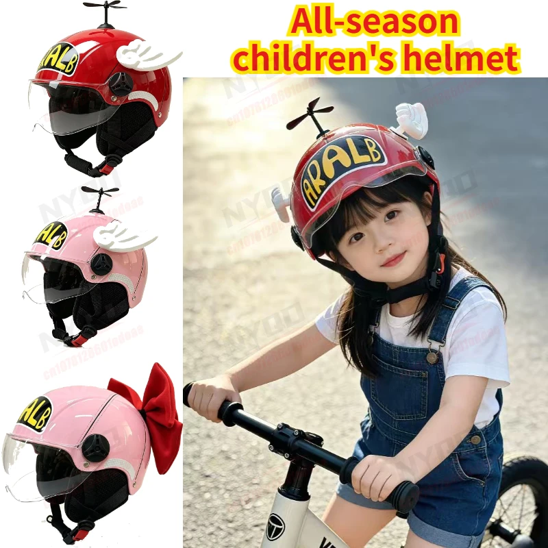 

Kids Electric Motorcycle Helmet Cartoon Cute Half Helmet All Season Safety Helmet for 2-8 Years Old Children Riding