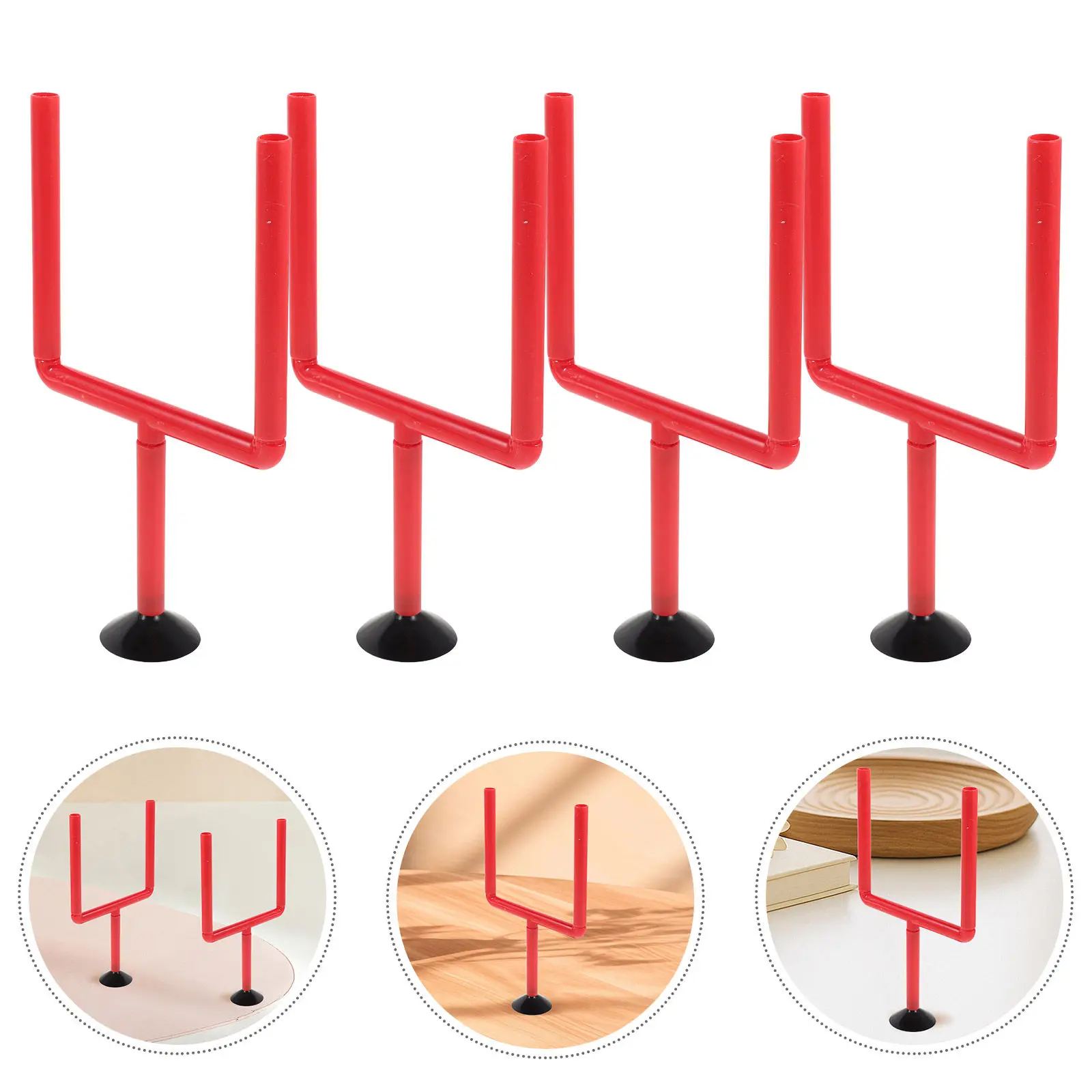 

4Pcs Tabletop Football Goal Post Set Mini Red Suction Base Perfect Finger Flick Kicking Party Football Game Accessories