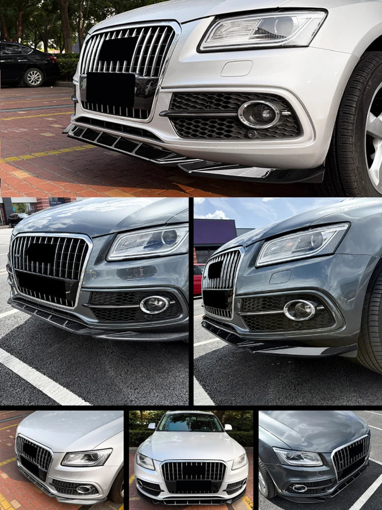 3 SZT. Błyszczący Czarny Przedni Spoiler Podbity Zderzaka Splitter do Audi Q5 8R SQ5 S-line MK1 (8R) 2013-2017 Ochraniacz Tuning — 2