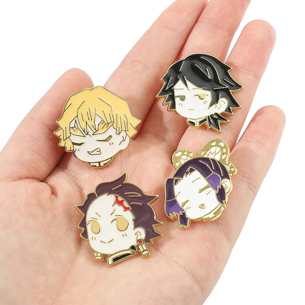 Anime Demon Slayer Brooch Cute Figure Kamado Tanjirou Kamado Nezuko Badge Enamel Brooch for Kids Jewelry Accessories