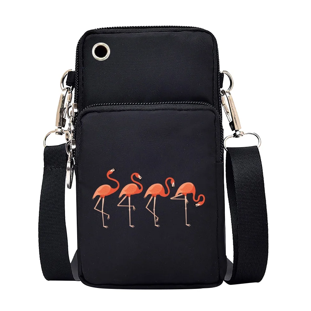 Shoulder Bags Unisex Waterproo Phone Bags  Universal for Samsung/xiaomi/iphone Shoulder Bags Flamingo Printing CrossBody Bag