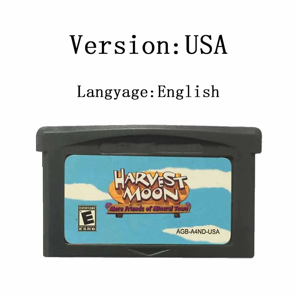 GBA Game Cartridge Harvest Moon Series 32 Bit Video Game Console Card Friends of Mineral Town for GBA/SP/DS