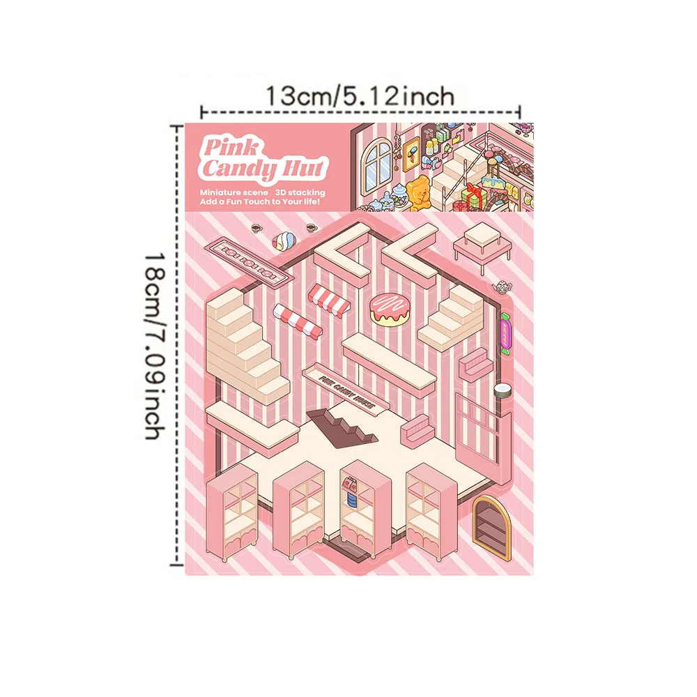 Cartoon Landscape Stickers Miniature World Small Creative 3D Cabin Decompression DIY Scene Home Interaction PET Stickers