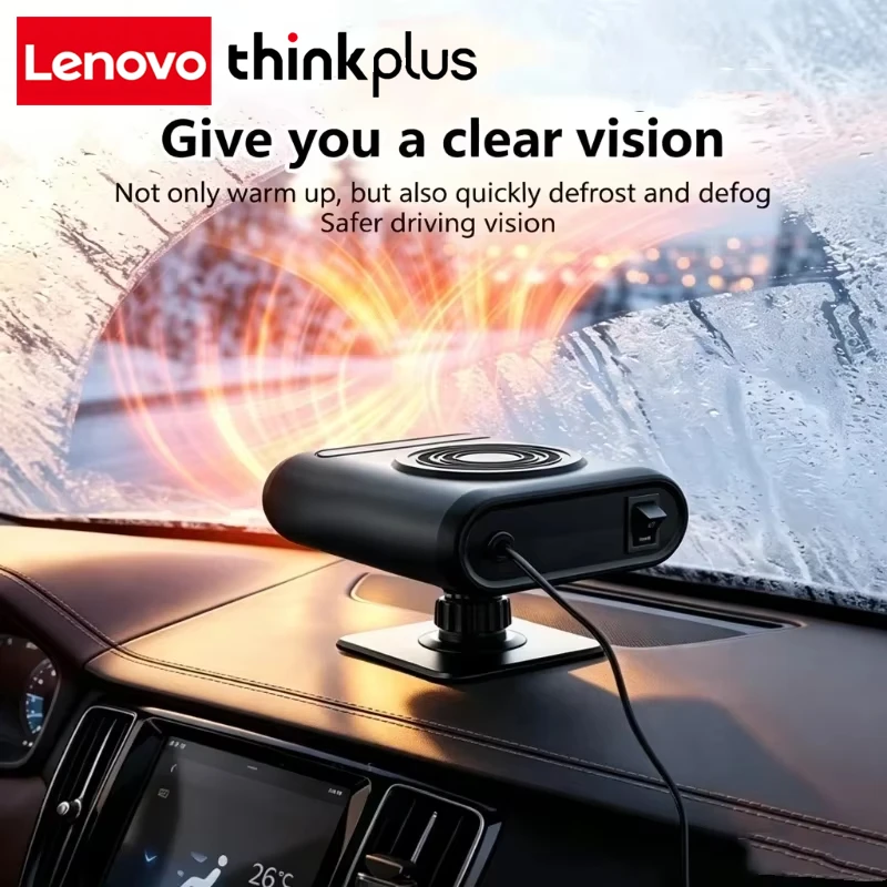 Lenovo ThinkPlus Portable Car Heater/Fan 12V Black Heating and Cooling Functions Fast Defrosting and Demisting Quiet Operation