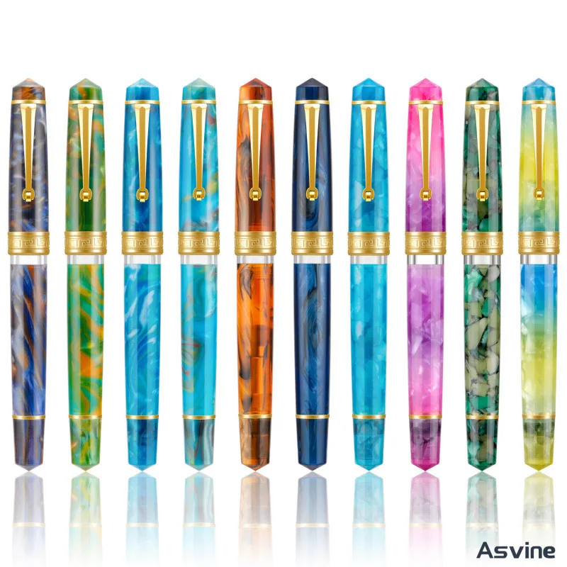 

Asvine P20 Piston Filling Fountain Pen Acrylic Beautiful Patterns EF/F/M Nib Office Supplies School Stationery Writing Gift Pen