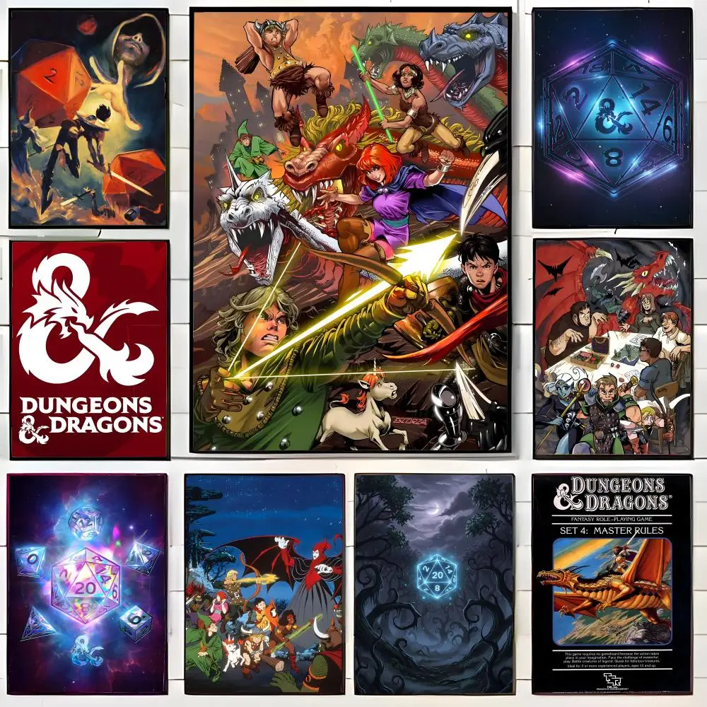 Affiche de dessin animé de jeu D-Dungeons And D-Dragons, affiche d'art mural imprimée, peinture murale décorative, décoration de la maison, cadeau sans cadre