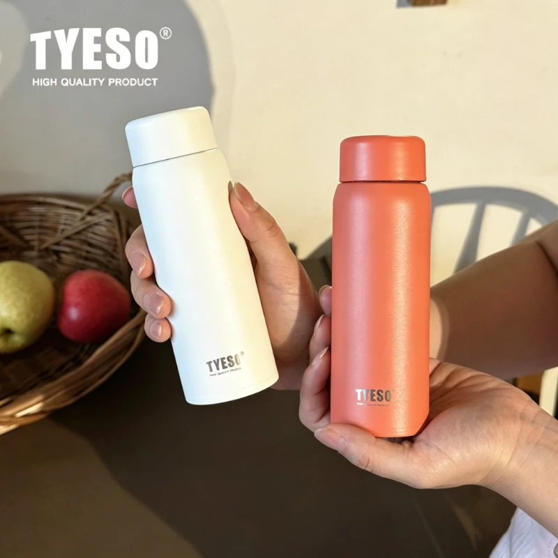 TYESO 150/200ml Pocket Insulated Water Bottle 304 Stainless Steel Cute Mini Tumbler Cup Portable Home Office Thermal Coffee Cup