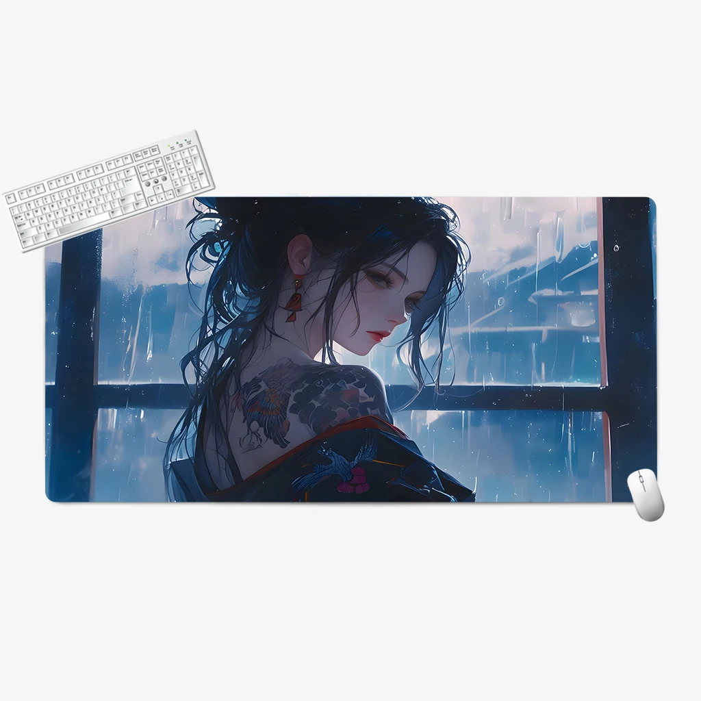 

XXL Anime Girl mouse pad Rubber non-slip Mechanical keyboard games pads Laptop protective mat Oversized desk mats PC accessories